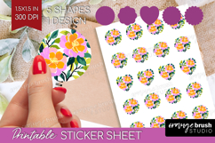 Camellia Modern Floral Round Sticker Sping Flower Printable Product Image 1