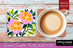 Camellia Modern Floral Square Coaster Sping Flower Coaster Product Image 1