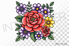 Felt tip pen marker drawing Camellia PNG flower clipart Product Image 1