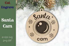 Santa cam svg laser cut, Round Christmas tree ornament Product Image 1