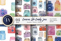 Candy Jar Cameras Watercolor Seamless Digital Paper Product Image 1