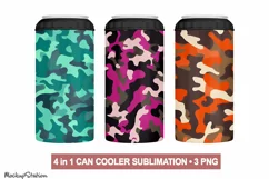 4 in 1 Can Cooler Camo Wrap PNG | Seamless Camouflage Design Product Image 1