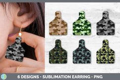 Bundle of six Camo cattle ear cow tag earrings sublimation designs.