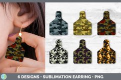 Bundle of six Camo cattle ear cow tag earrings sublimation designs.