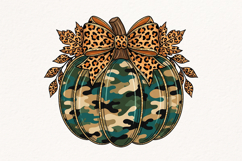 Camo Pumpkin with Leopard Bow PNG Product Image 1