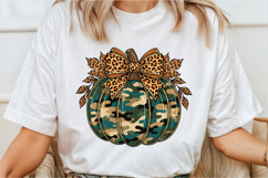 Camo Pumpkin with Leopard Bow PNG Product Image 2