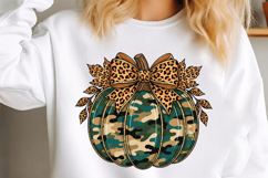 Camo Pumpkin with Leopard Bow PNG Product Image 3