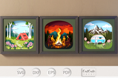 Camping Shadow Box Bundle, 3D SVG Shadow Box 3 Templates Product Image 1