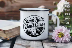 Camp Hair Don't Care SVG File | Camping Round Sign SVG Product Image 4