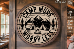 Camp More Worry Less SVG File | Camping Round Sign SVG Product Image 2