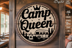 Camp Queen SVG File | Camping Round Sign SVG Product Image 2