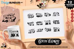 Camper van Halloween As Haunted House Clipart Set Product Image 1