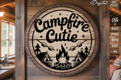 Campfire Cutie SVG File | Camping Round Sign SVG Product Image 2
