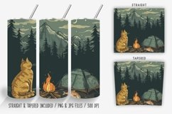 Campfire Forest Cat Tumbler Wrap PNG