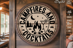 Campfires And Cocktails SVG File | Camping Round Sign SVG Product Image 2