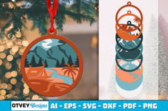 Camping 3D Ornament Layered Lasercut Product Image 1