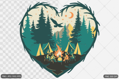 Heart Shape Camping Scene Sublimation Product Image 1