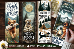 Camping and dogs bookmark, dog bookmark Product Image 1