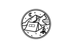 Camping and mountain outdoor monoline or line art style Product Image 1