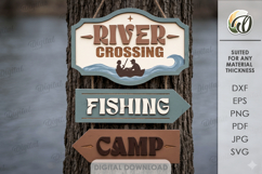 Camping Arrow Signs Bundle Laser Cut. Directional Sign SVG Product Image 6