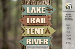 3D Camping Arrow Sign Laser Cut. Directional Sign SVG Product Image 1