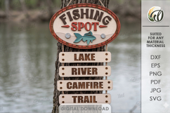 3D Camping Arrow Sign Laser Cut. Directional Sign SVG Product Image 1