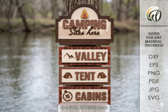 Camping Arrow Signs Bundle Laser Cut. Directional Sign SVG Product Image 9
