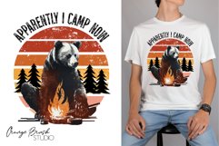 Camping Bear Sublimation Design Vintage Campfire Png