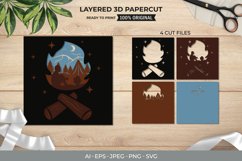 3D Shadowbox Bonfire and Man Enjoying Camping Night Product Image 1