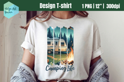 Camping T-Shirt Sublimation | Camping Brush Stroke Product Image 1