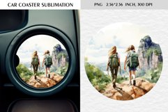 Besties Car Coaster Design|Watercolor Camping Sublimation Product Image 1