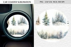 Watercolor Winter Trees Car Coaster Design|Watercolor Forest Product Image 1