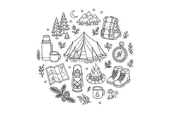 Camping Hand Embroidery Pattern PDF Outdoor Adventure Nature Product Image 2