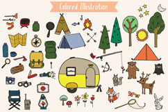 Camping, Color Hand Drawn Trailer, Outdoor Woodland, Fishing Product Image 2