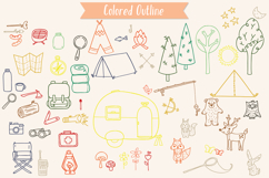 Camping, Color Hand Drawn Trailer, Outdoor Woodland, Fishing Product Image 4