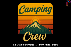 Camping Crew PNG Retro Mountain Outdoor Adventure Design