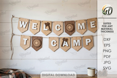 3D Camping Bunting Banner Laser Cut. Welcome To Camp SVG Product Image 1