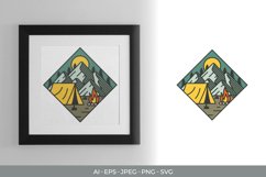 Camping and Bonfire Down The Mountain, Scenery Frame Art Product Image 1