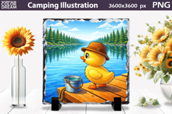 Cute Duck Camping Design | Lake Adventure Sublimation Product Image 1