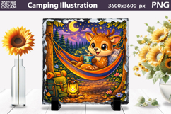 Cute Deer Camping Scene | Night Forest Sublimation Product Image 1