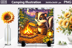 Camping Skunk Illustration | Campfire Sublimation Product Image 1