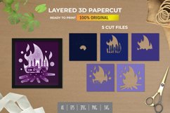 3D Shadowbox Camper Van inside Bonfire Layered Papercut Product Image 1