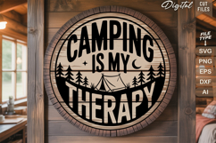 Camping Is My Therapy SVG File | Camping Round Sign SVG Product Image 2