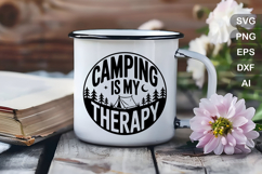 Camping Is My Therapy SVG File | Camping Round Sign SVG Product Image 4