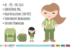 Kids camping graphics for handmade scrapbook pages