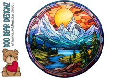 Stain Glass Round Sublimation Wilderness design Product Image 1