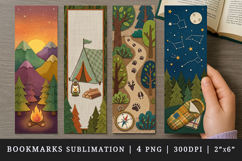 Camping bookmarks printable sublimation bookmark design Product Image 1