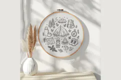 Camping Hand Embroidery Pattern PDF Outdoor Adventure Nature Product Image 3