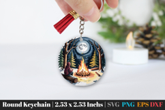 Camping Round Keychain SVG PNG Product Image 1