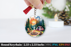 Camping Round Keychain SVG PNG Product Image 1